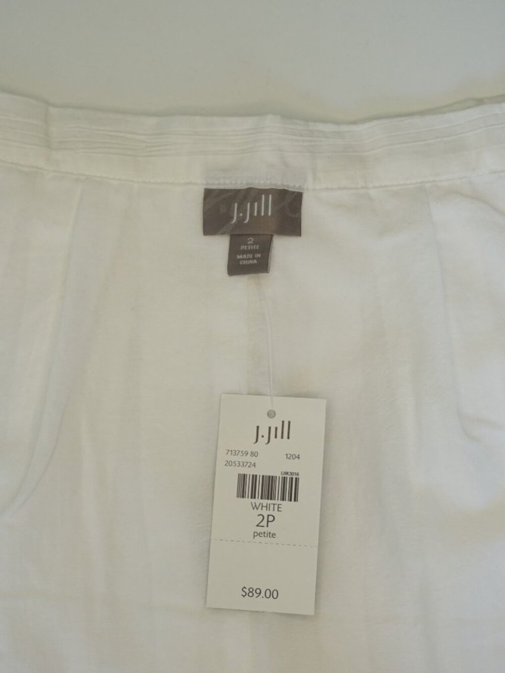 [NWT] J.Jill Women's Petite Cotton And Silk Crinkle Skirt White 2P - Picture 3 of 4